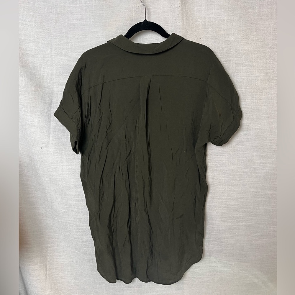 Whistles Olive Green Short Sleeve Blouse Lightweight - Picture 2 of 5